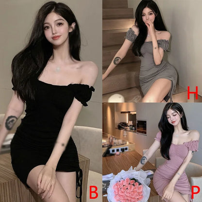 Sexy Party Open Nightclub 2024 Summer Bra and Strap Dress Women's Summer Short Skirt Slim Waist Wrap Skirt