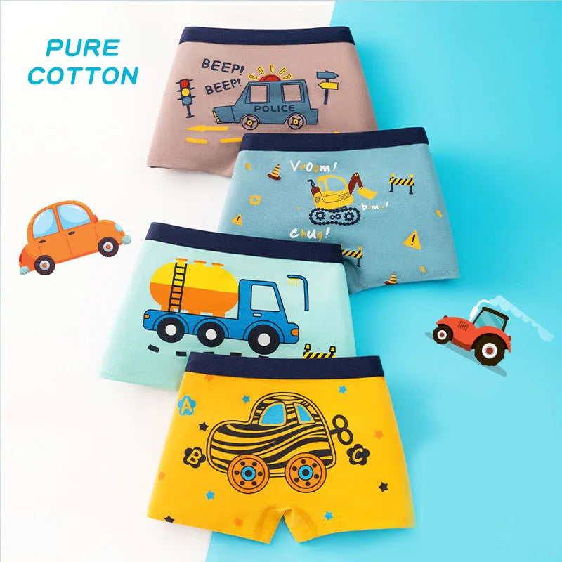 4 Pcs/Lot Children Underwear Cotton Boys Boxers Briefs 3-14 Years Old Kids Underpants Teens Knickers Breathable Boy Boxer Shorts