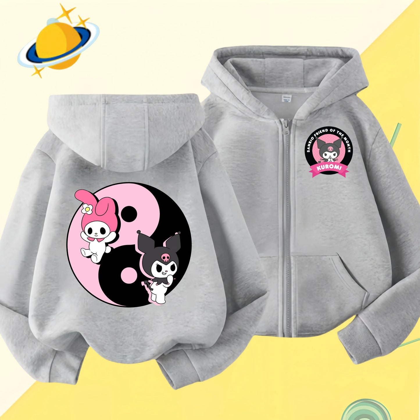 2024 New Baby Boys Girls Sanrio Kurom  Jacket zipper coat Spring Autumn Children Outerwear Kids Cotton Clothes for 1-14 Year