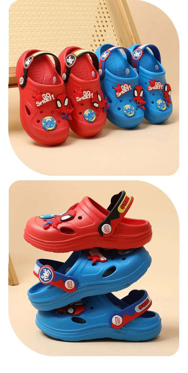 Disney Kids Slippers for Boys Summer Beach Indoor Slippers Cartoon Spiderman Home Soft Non-Slip Children Slippers Garden Shoes