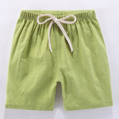 Kids Beach Shorts For Boys Girls Cotton Linen Breathable Elastic Waist Baby Short Pants Summer Thin Children's Short 2-10Years