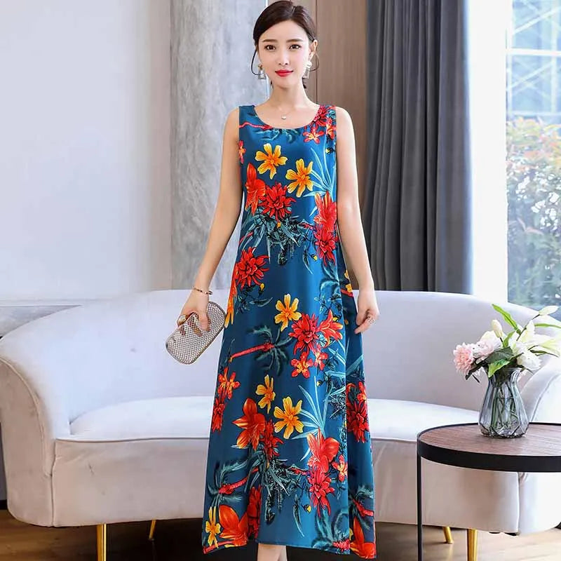 New Hot Fashion Summer Dresses For Women Print Vintage O-neck Dress Sundress Fashion A-line Dress Women Clothing