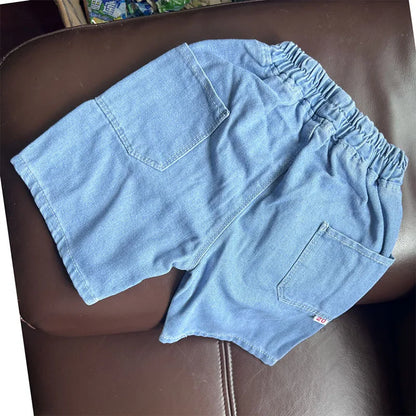 Boys Jean Shorts Summer Kids Solid Color Fashion Pants New Children's  Denim Elastic Pure Cotton Casual Pants 2-8 Years