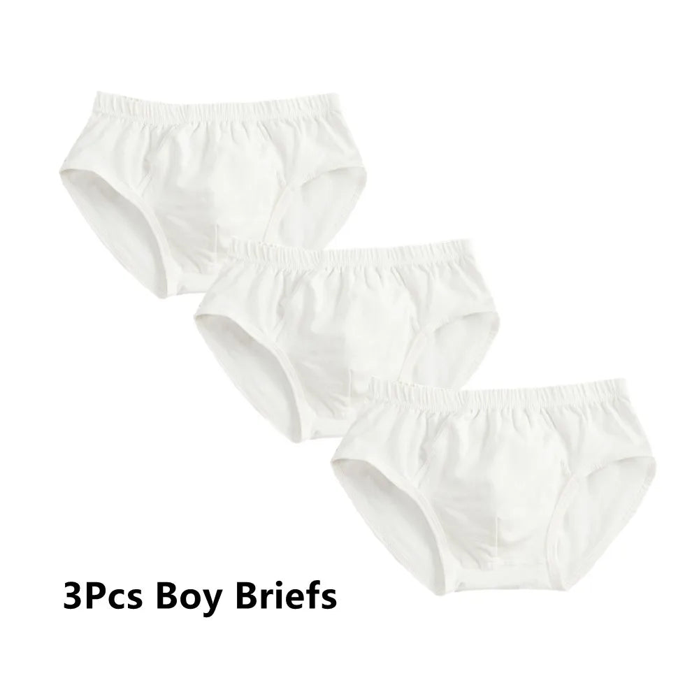 3Pcs/Lot Children Underwear Solid Color White Shorts Cotton Big Boy Boxer Panties Boys Underwear Briefs Toddler Underpants