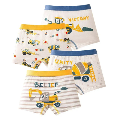 4 Pcs Children Underwear Cotton Boys Panties Cool Dinosaurs Print Boy Boxer Shorts Breathable Washable Kids Boxers Briefs