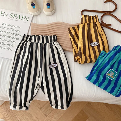 Children Pants 2023 Autumn Winter Trousers for Kids Stripe Casual Pants for Boys Girls Joggers Toddler Baby Clothing 1-6years