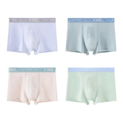 4PCS Teens Boys Cotton Antibacterial Panties Kid Solid Thin Breathable Knickers 9+y Young Child Underwear Teenagers Daily Briefs