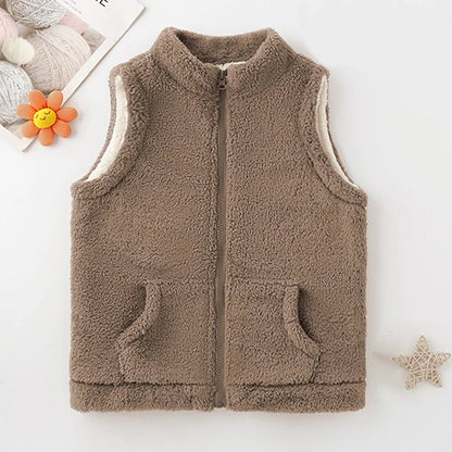 2024 Boys Vest Autumn Winter Keep Warm Children Plush Waistcoat Double Sided Girls Jacket Birthday Gifts 3-12 Years Kids Clothes