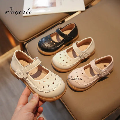 Girls' PU Leather Footwear Spring Autumn New Princess Flats Soft-soled Loafer Single School Shoes for Kids Girls