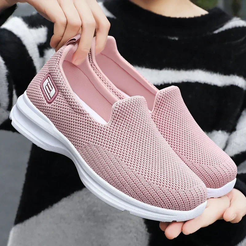 2024 Spring and Summer Women's Tennis Shoes Lazy Mom Shoes Soft soled Breathable Casual Middle aged and Elderly Lightweight and