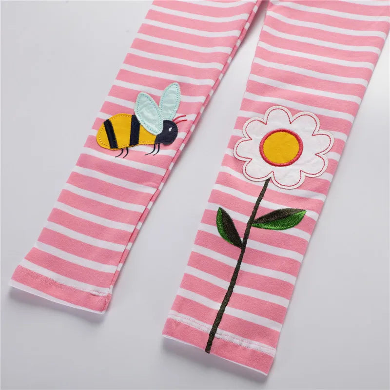 Jumping Meters 2-7T Striped Bee Girls Fairy Tale Children's Leggings Pants Hot Selling Kids Skinny Trousers Full Pencil Pants