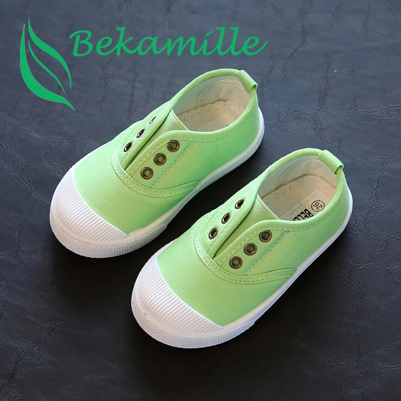 Bekamille Girls Boys Fashion Canvas Sneakers Children Shoes For Kids Flats Heels Casual Loafer Shoe Toddle Little Big Kid