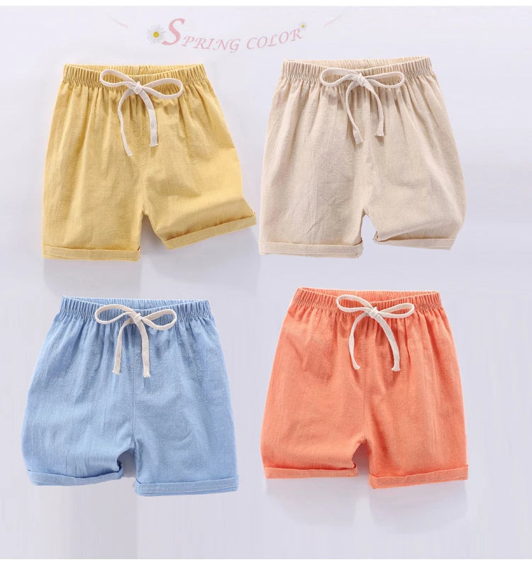 Boys Shorts Kids Shorts Candy Color Girls Children Summer Beach Loose Shorts Casual Pants Cotton & Linen Comfortable 2-10Yrs Hot