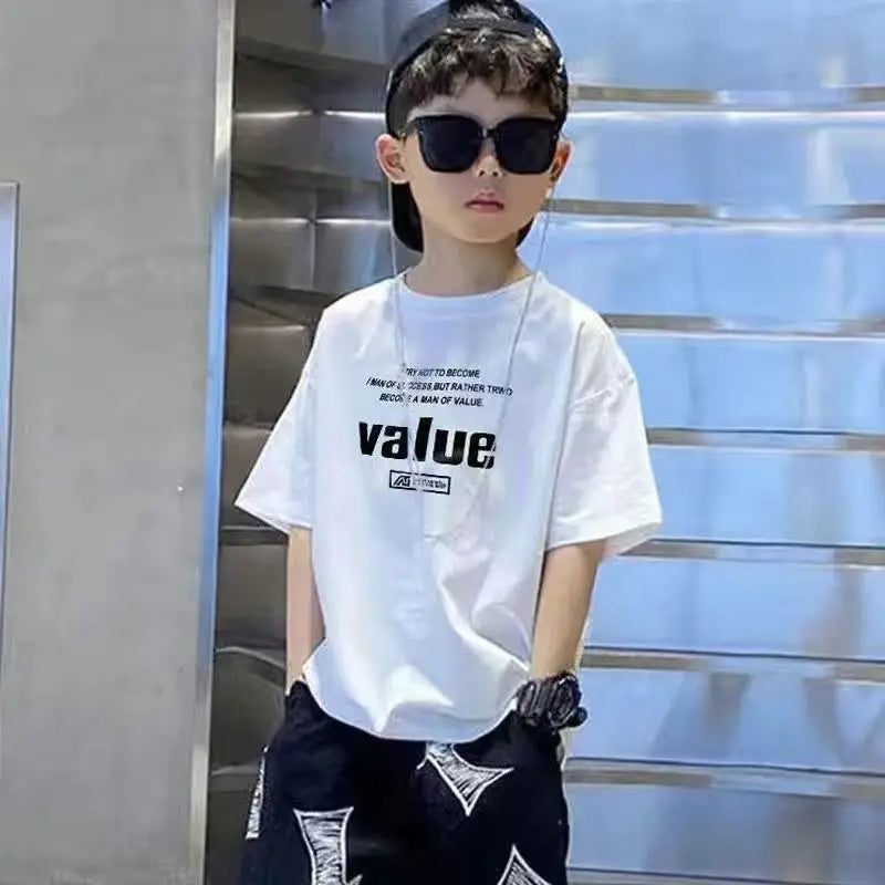 Graphic Print Children Cotton T-shirt Boys Girls High Quality Fashion Brand T Shirt Kids Summer Vintage Child Clothing