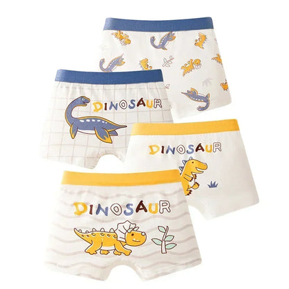 4 Pcs Children Underwear Cotton Boys Panties Cool Dinosaurs Print Boy Boxer Shorts Breathable Washable Kids Boxers Briefs