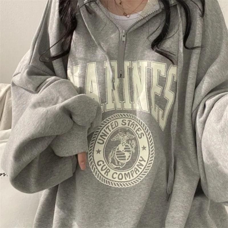 Women's Loose Hoodies Sweatshirts Spring Autumn New Long Sleeve Solid Plus Size Pullovers Tops Casual Fashion Trend Clothing