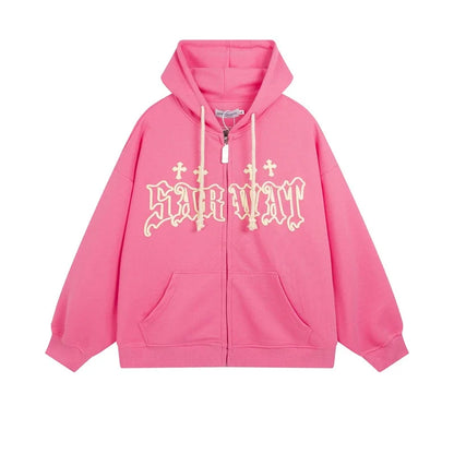 Womens Hoodies High Street Harajuku Retro HipHop Zip Up Hoodie Loose Sweatshirt Clothes Hot Sales Fashion Hooded Jacket Coat Y2K