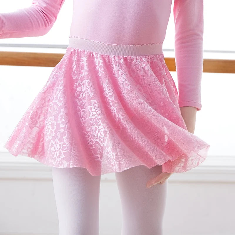 Kids Girls Lace Ballet Skirts Dance Skirts Girl Toddler White Pink Lyrical Dance Training Leotard's Skirt Lace Short Skirts