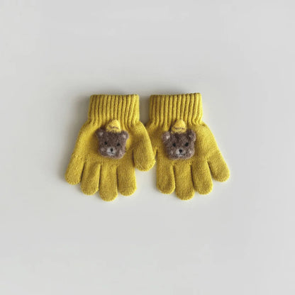 3-6 Years Children's Gloves Autumn and Winter Fashion Girls Boys Knitted Warm Cartoon Super Cute Five-finger Gloves Wholesale