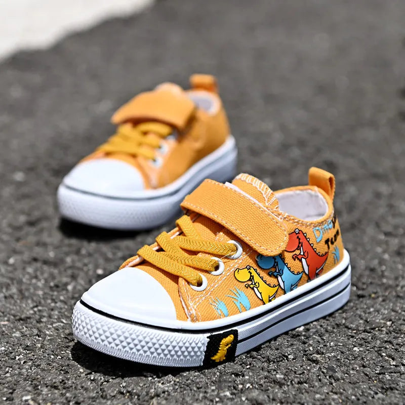 Children Cartoon Canvas Shoes for Boys Girls Casual Low-top Shoes Spring Breathable Non-slip Board Shoes Fashion Kids Sneakers