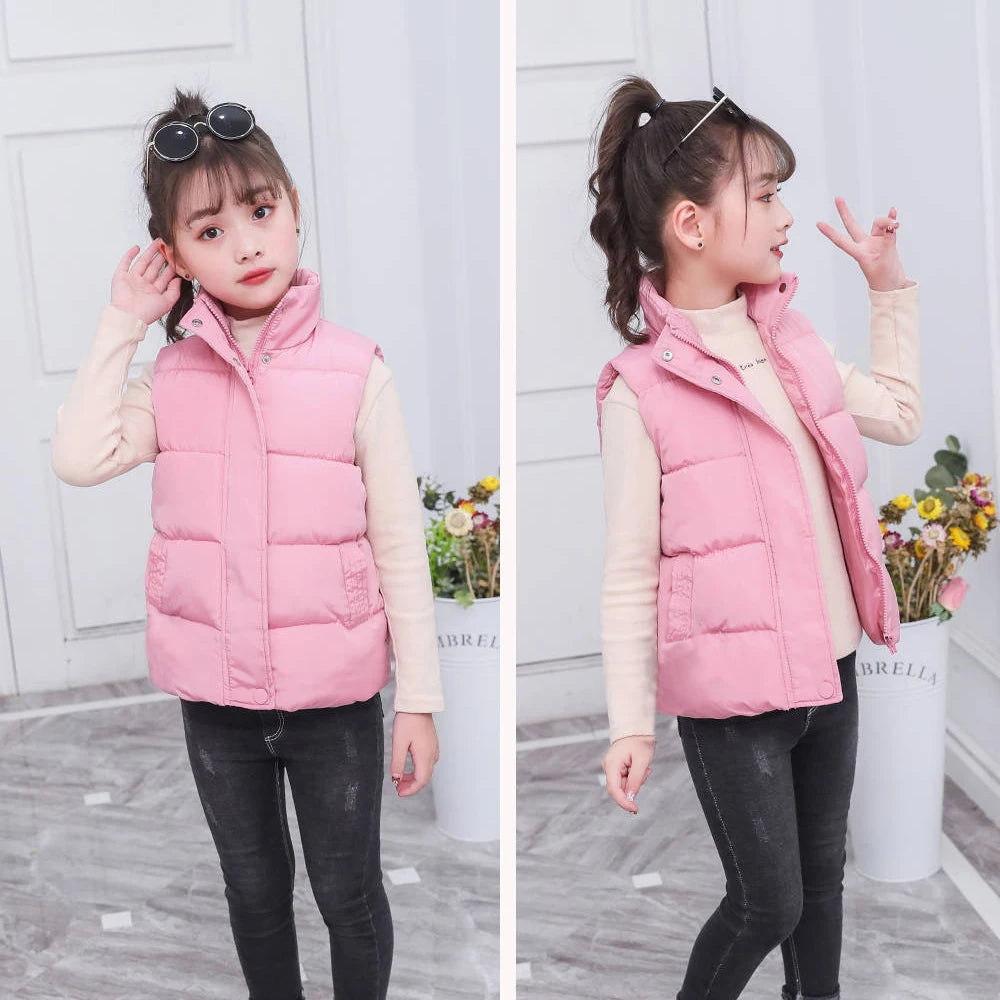 Children's vests are thickened in winter, and down and cotton vests for middle and large children in autumn and winter, boys, ho