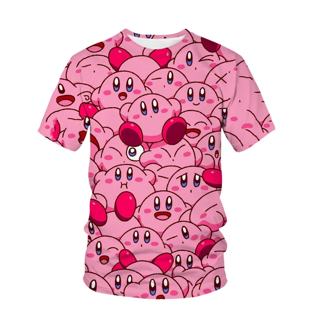 Anime Kawai Super Cute Star Kabi Cartoon Printed Children's Kirby Clothing T-shirt Summer Short Sleeve Children's Fashion G