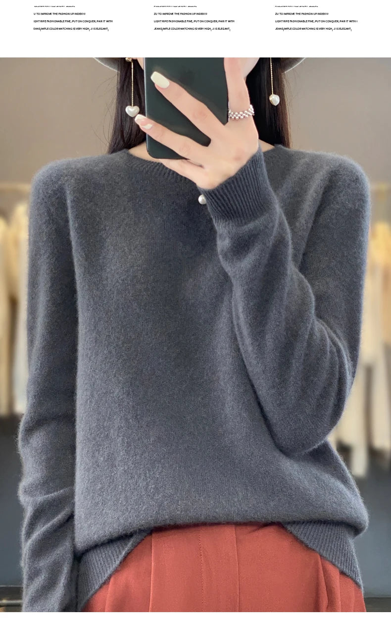 New cashmere sweater women's sweater in autumn and winter 100% merino wool fashion O-neck autumn warm pullover top