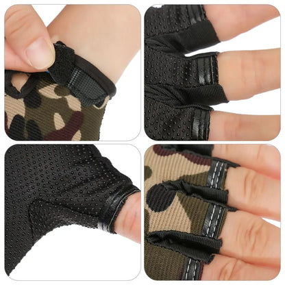 Outdoor High Elastic Riding Equipment Cycling Half Finger Mittens Child Bicycle Gloves Children's Bike Gloves Camouflage