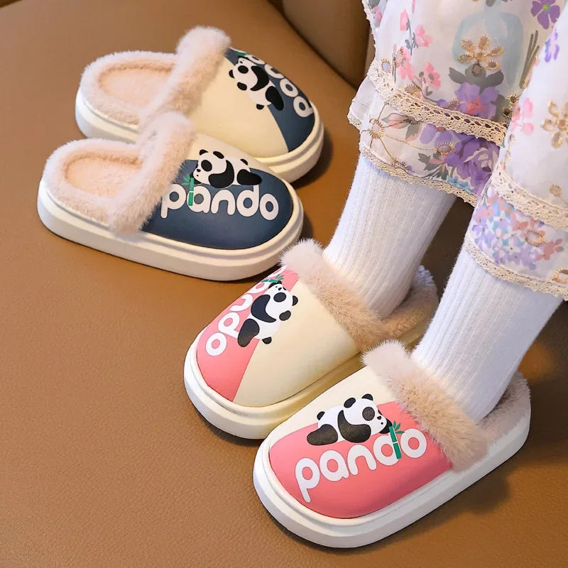 Child Cotton Slippers Children's Cute Panda Cartoon Warm Kid Winter Indoor Shoe Soft Sole Kids Boys Girls Plush Home Shoes