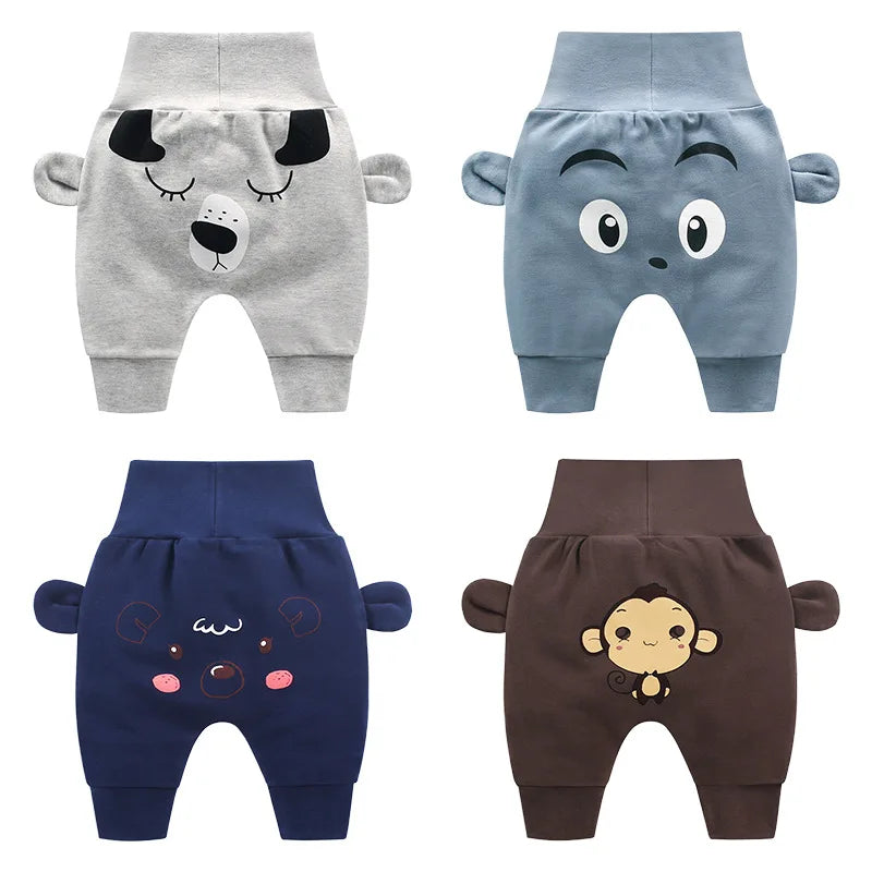 Baby Cute Pants Boys Girl Cartoon High Waist Protection Belly Children Toddler Spring Autumn Newborn Trousers