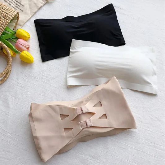 Seamless Tube Tops Women Removable Pads Intimates Basic Black   White Skin Womens Strapless Bra Sujetadores Sexys Lenceria Трусы