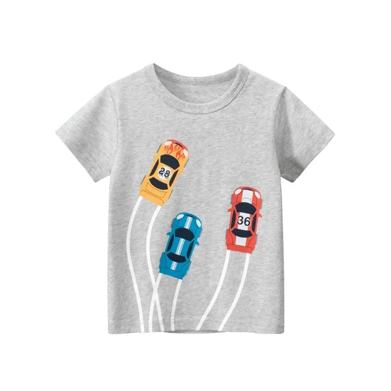 2024 Summer Children's T-shirt Car Print Boys' T-shirt Girls' Top T-shirt Casual Children's Wear