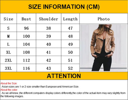 Suede Leather Cropped Jacket Women Autmn Winter Turn-down Collar Zipper Coats Slim Fit Casual Fashion Streetwear Female Outwear