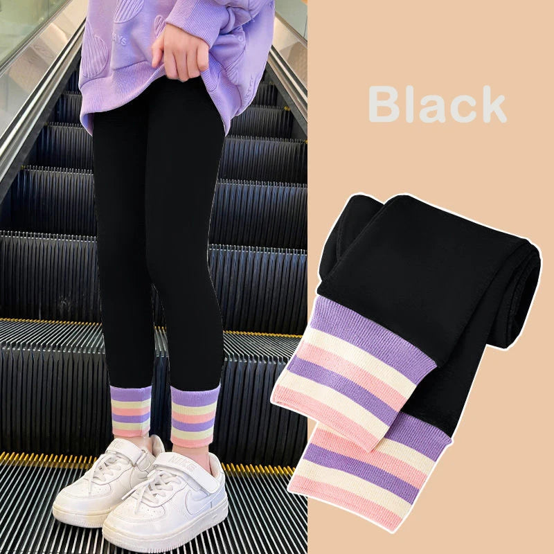 New Fashion Teen Kids Leggings Spring Autumn Casual Cotton Knitted Trousers For Girls Pants 4 6 8 10 12 Years Children Clothing