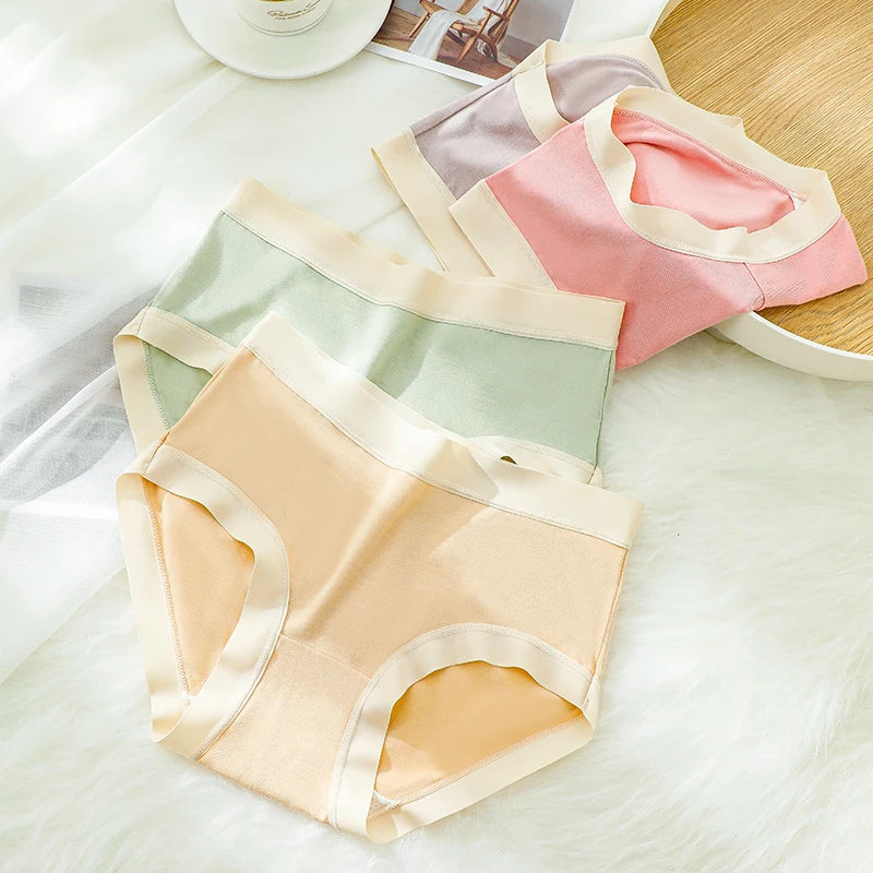 4Pcs Seamless Underwear Women Panties Mid-Rise Soft Underpants Solid Ladies Briefs Cotton Crotch Pantys Sexy Female Lingerie