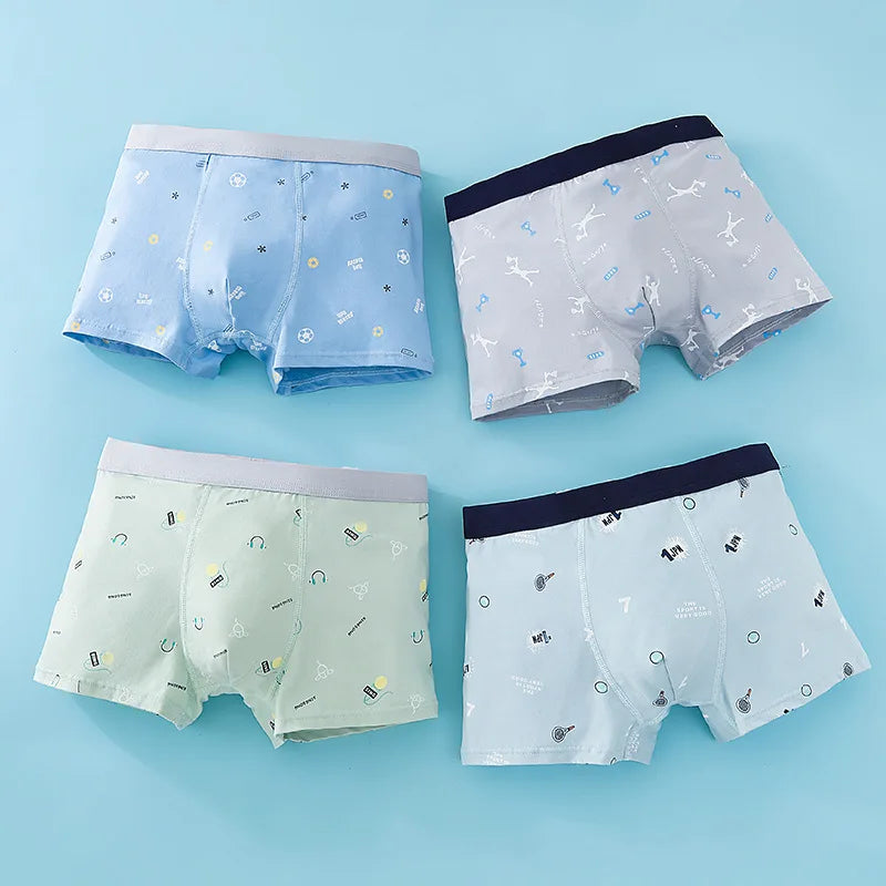 4PCS Teens Boys Cotton Antibacterial Panties Kid Solid Thin Breathable Knickers 9+y Young Child Underwear Teenagers Daily Briefs