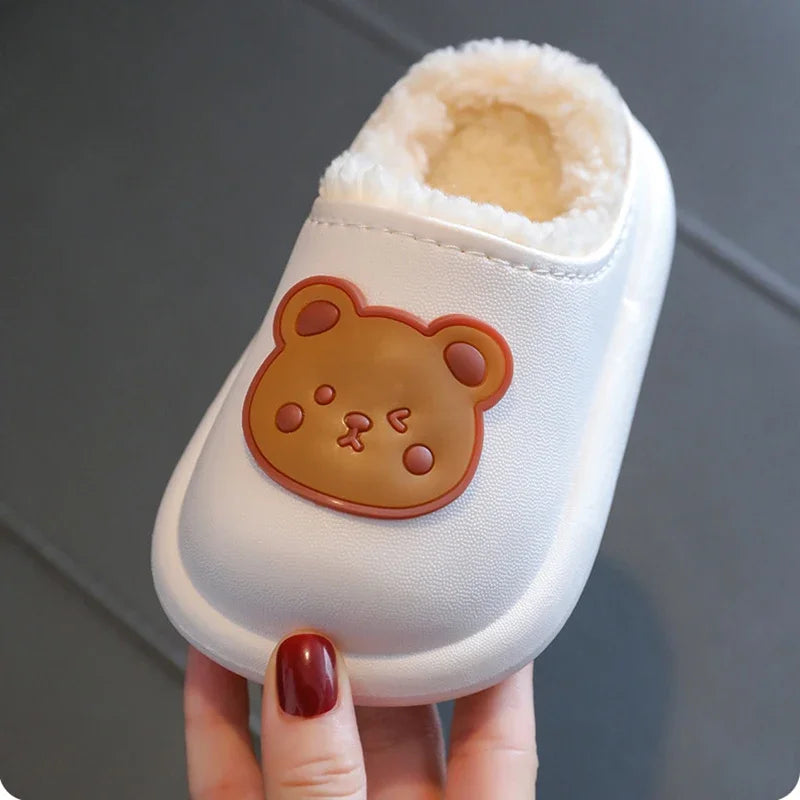 Baby Warm Cotton Slippers Winter Kids Waterproof Home Slippers for Girls Cartoon Bear Toddler Boy Indoor Slides Pantufa Infantil