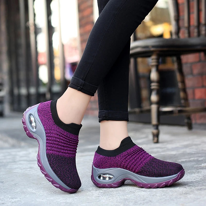 Women's Casual Shoes Chunky Sneakers Platform Walking Shoes Fashion Knited Casual Loafers Size 35-42