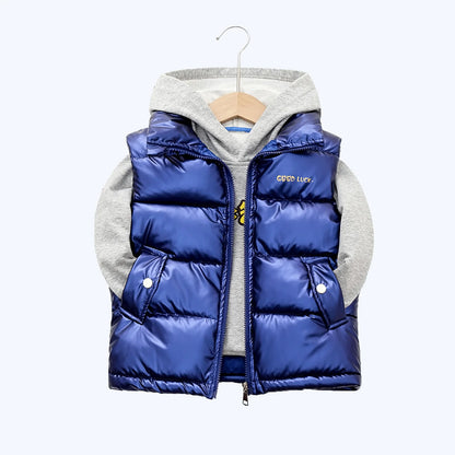 2024 Autumn Winter Children Thicken Vest Baby Boys Girls Solid Color Waistcoats Kids Zipper Outerwear Children's Clothing