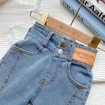 Children's Fashion Jeans Pants 2024 Fall New Products Girls Retro Casual Pants Little Girl Party Street Style Pure Cotton Jeans