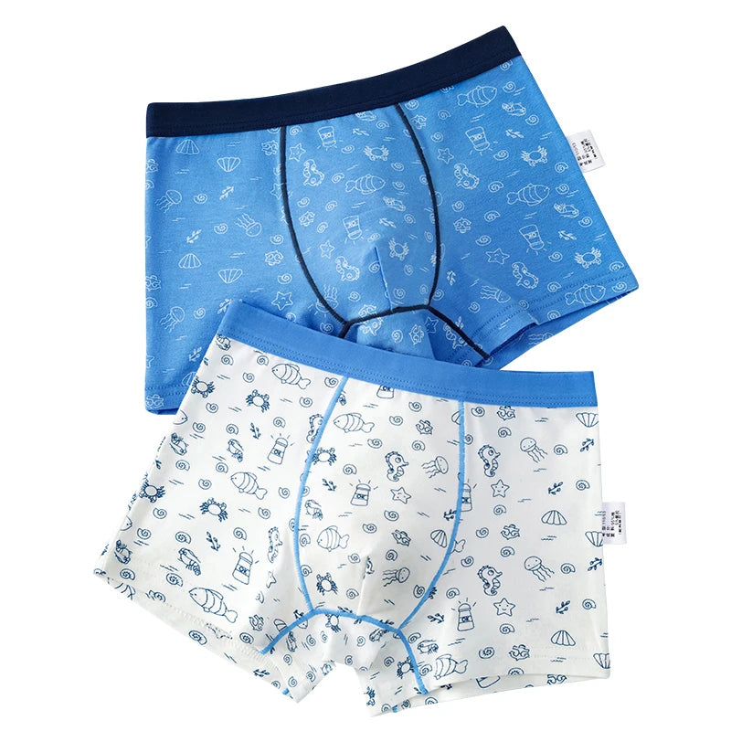 2Pcs/Lot Boys Underwear Boxer Elephant Dinosaur Design Kids Cotton Briefs Children's Panties Soft Shorts 2-14Y