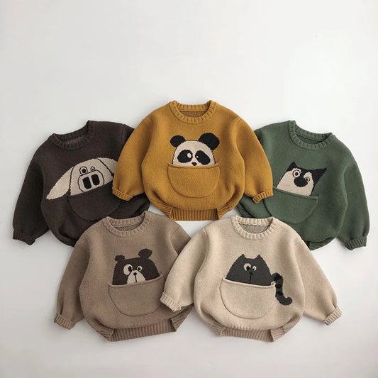 MILANCEL Kids Baby Clothes Sweaters Pullover Cartoon Boys Girls Knitwear Korean Style Children Infant Pullover Outwear