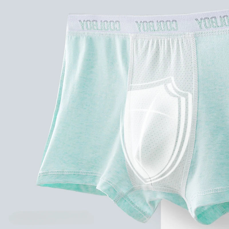 4PCS Teens Boys Cotton Antibacterial Panties Kid Solid Daily Knickers Teenagers Thin Breathable Briefs 3+y Young Child Underwear