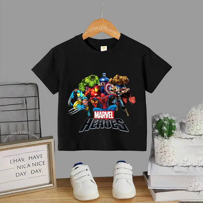 Superhero Teen 100% Cotton T-shirt Children's small cartoon print casual cotton T-shirt for boys and girls Baby comfortable shor