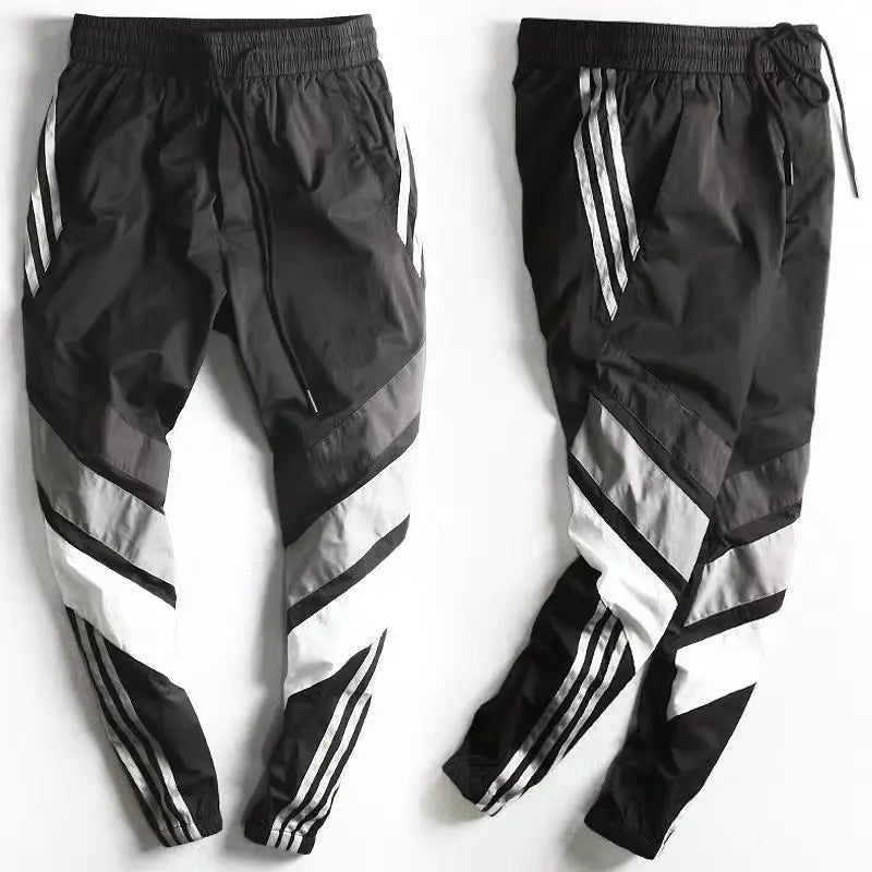 2023 Spring and Summer Fashion Trend Korean Edition High Waist Lace Up Pocket Stripe Contrast Color Band Mouth Work Suit Pants