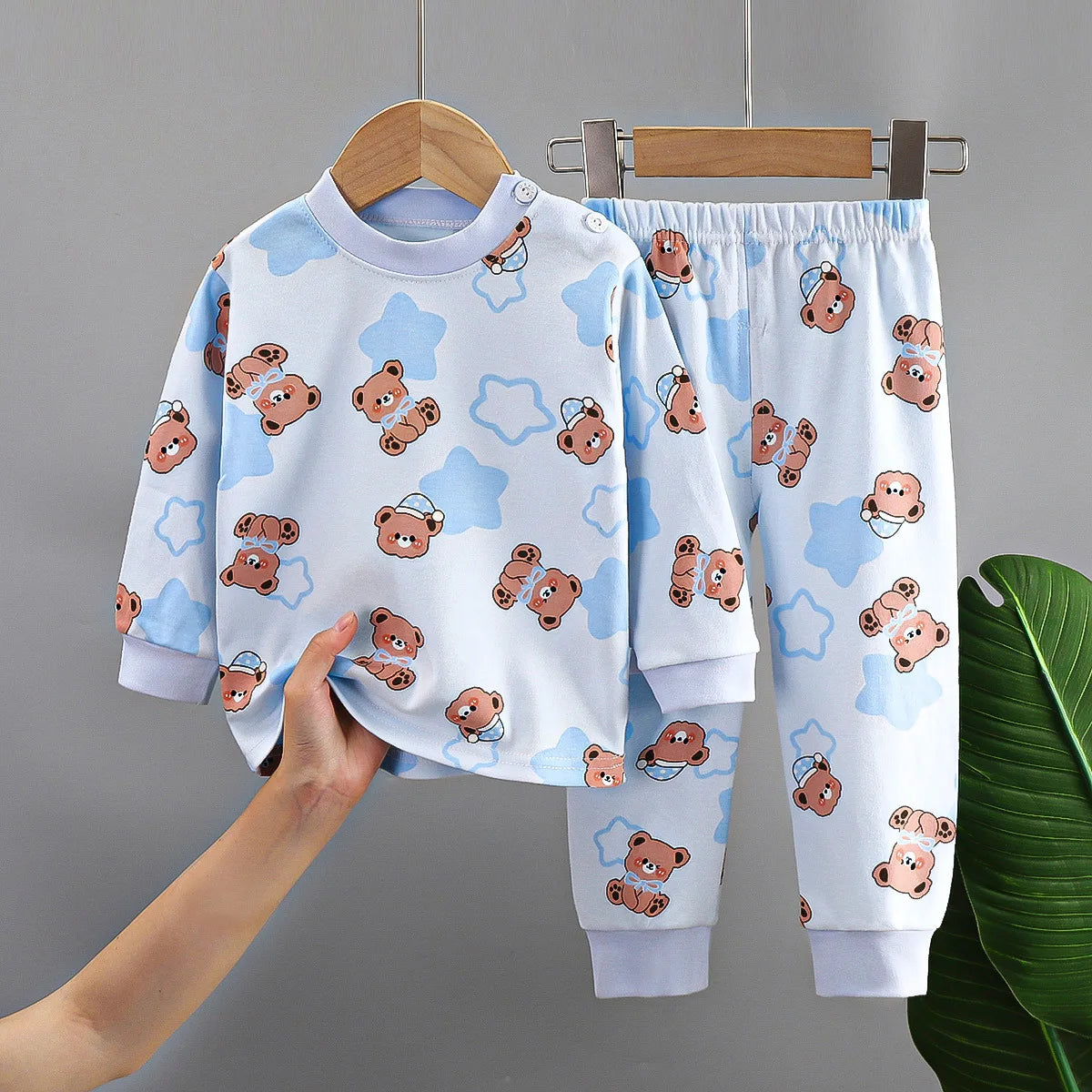 2024 Ins Autumn Children Boys 2PCS Pajamas Set Pure Cotton Warm Full Printed Stretch Kids Girls Sleepwears Toddler Girl Homewear