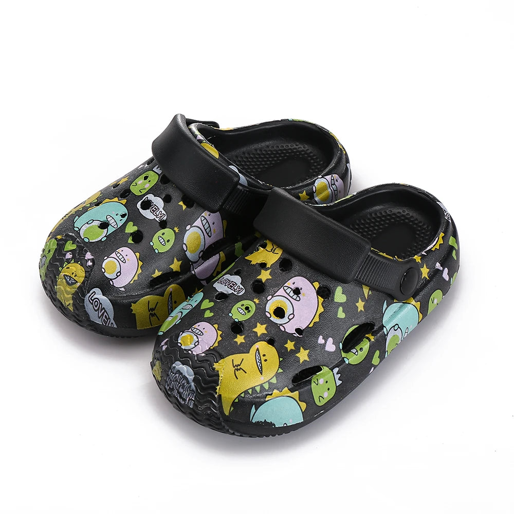 Summer Children Slippers Cute Cartoon Print Hole Shoes Soft Anti-Slip Slippers Sandal for Boy Girl Fashion Beach Flip Flop