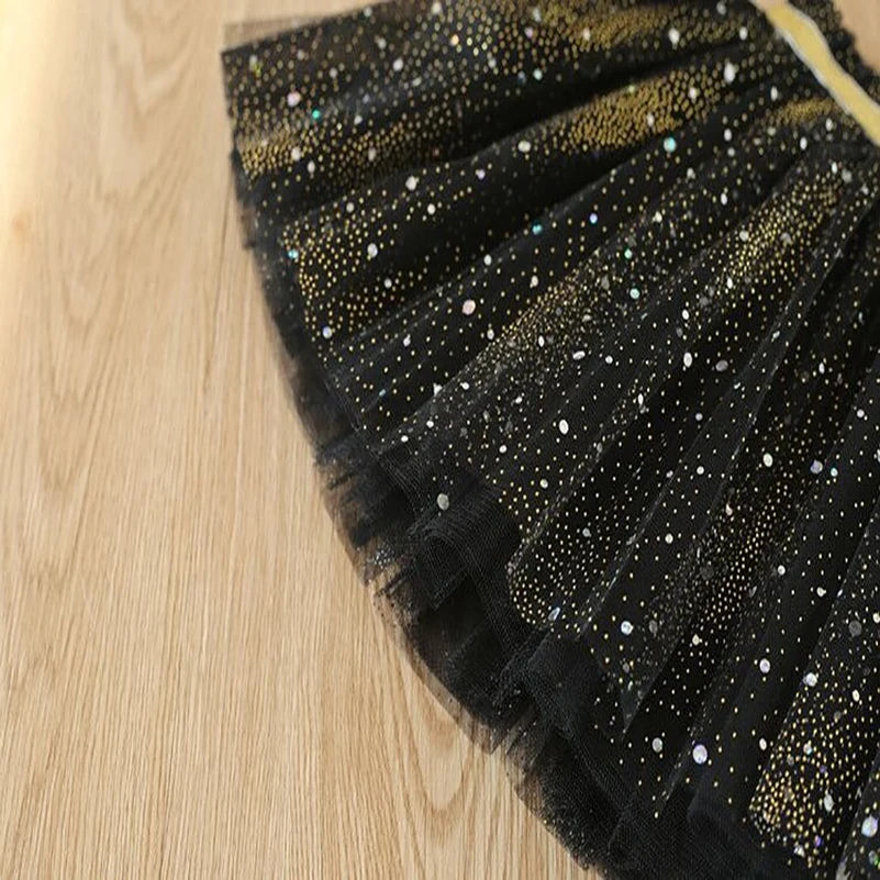 Girls 2024 Summer Fashion Solid Color Starry Sky Sprinkled Gold Spring Short Skirt Short Skirt