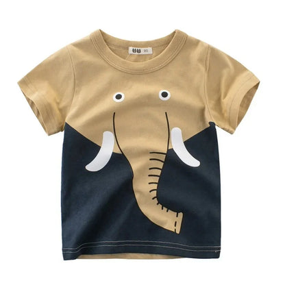 2024 Cartoon Print Baby Boy Dinosaur T Shirt For Summer Infant Kids Boys Girls Lion T-Shirts Clothes Cotton Toddler Letter Tops