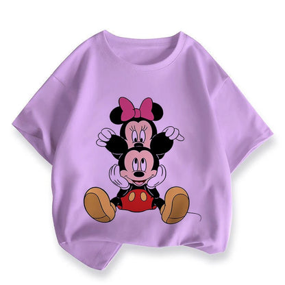 T Shirt Cartoon Disney Baby Kids Boys Girls Children Mickey Mouse Short Sleeve Summer Clothing Kawaii Minnie Print Tee Toddler